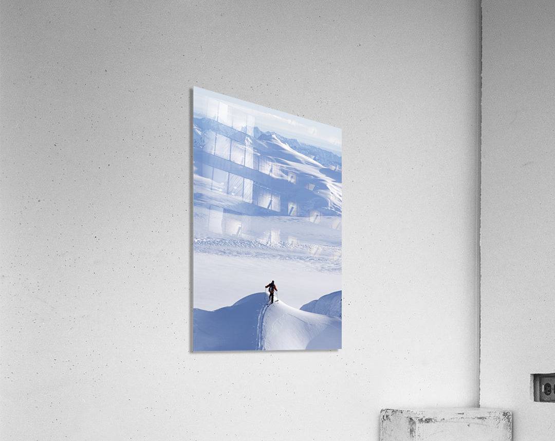 Skier Climbing Up Ridge - Powderaddicts