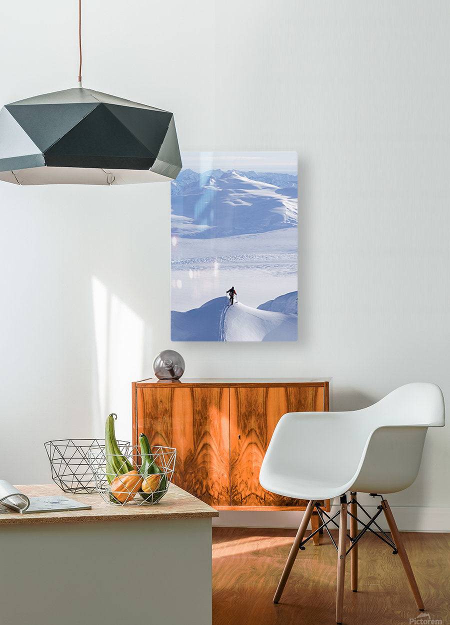 Skier Climbing Up Ridge - Powderaddicts