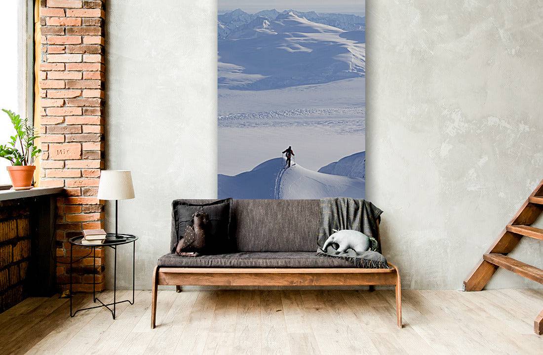 Skier Climbing Up Ridge - Powderaddicts