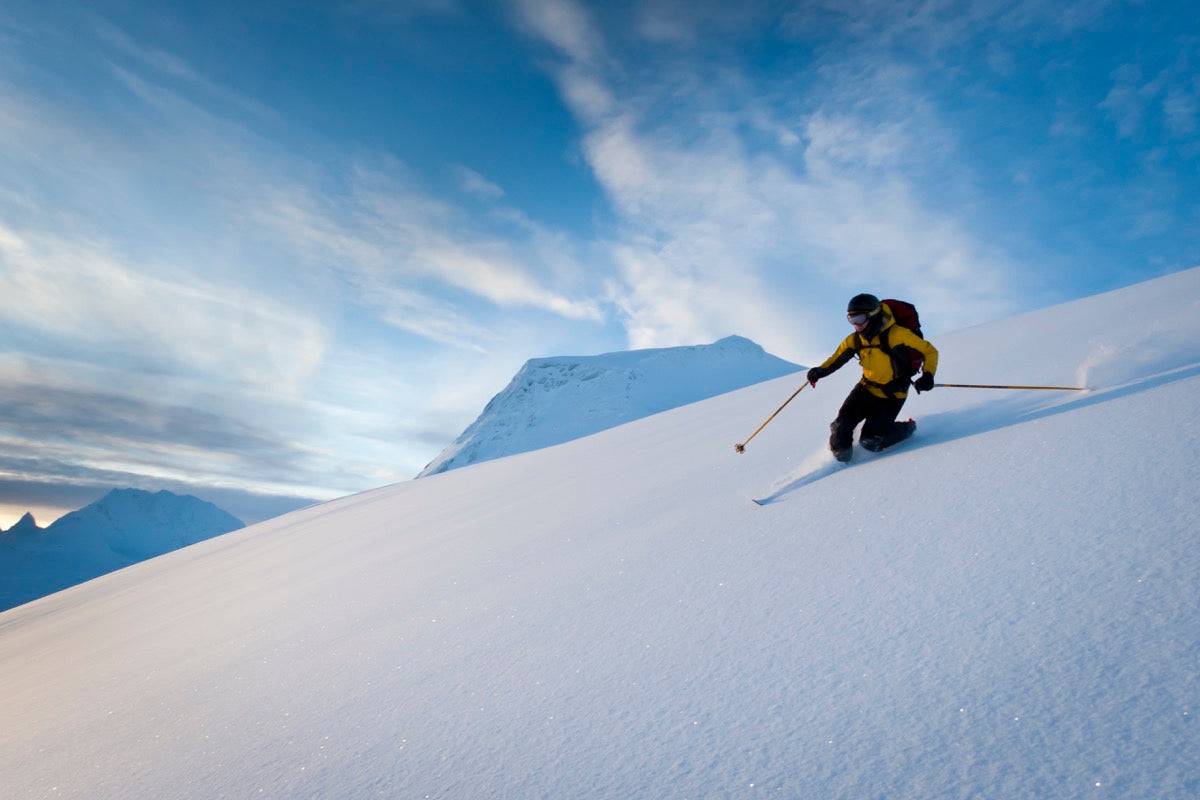 Skier Skiing Powder Snow - Powderaddicts