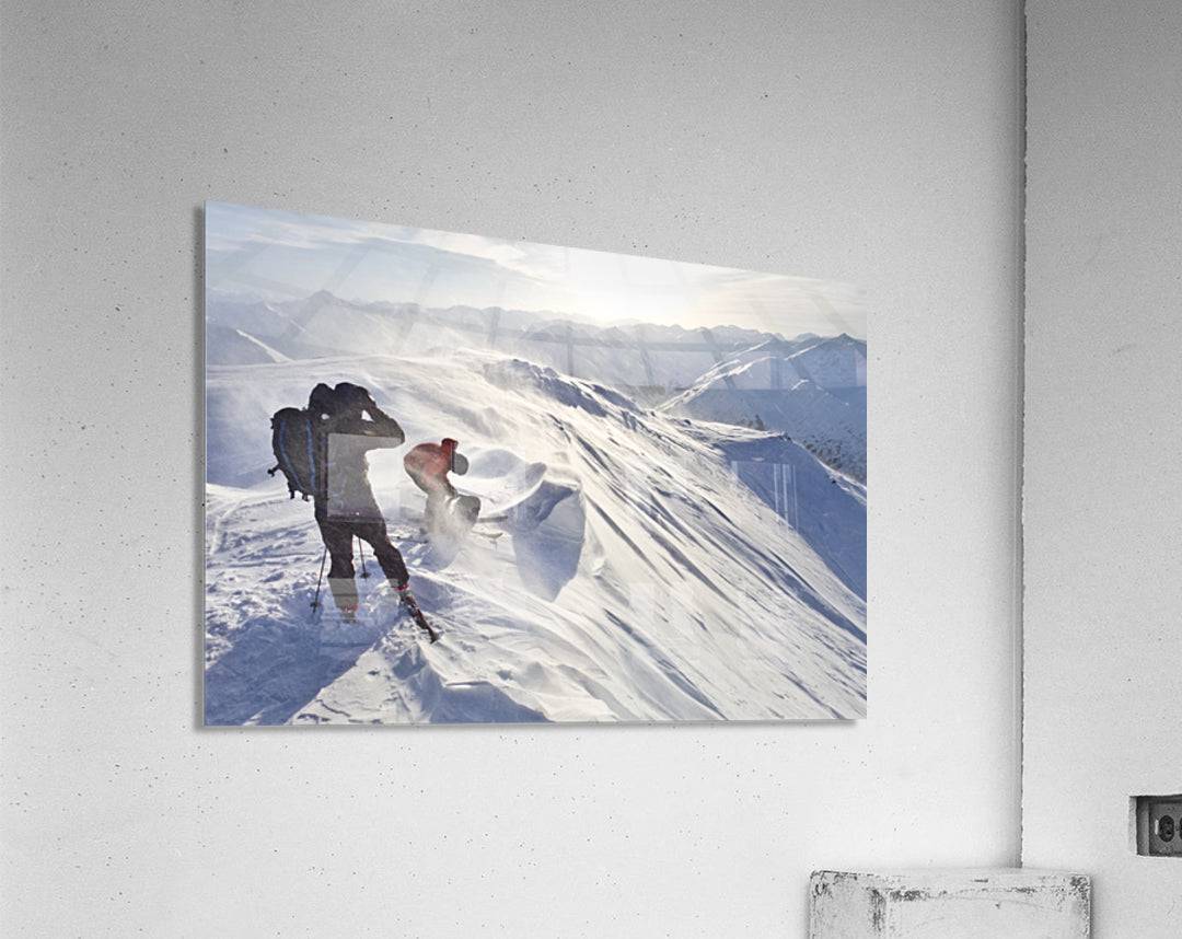 Skiers Prepare To Ski Down Peak 4940 In High Wind And Blowing Snow, Turnagain Pass, Kenai Mountains, Winter In Southcentral Alaska - Powderaddicts