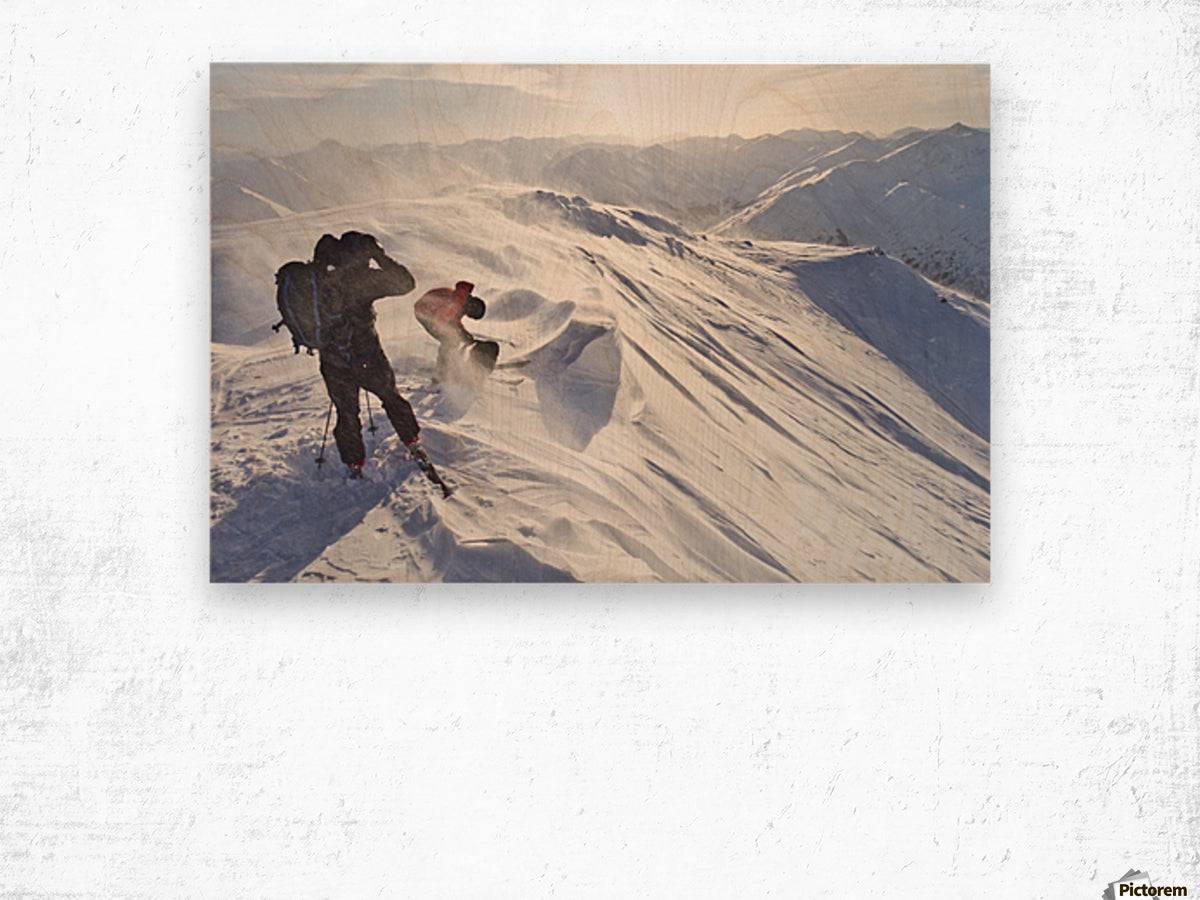 Skiers Prepare To Ski Down Peak 4940 In High Wind And Blowing Snow, Turnagain Pass, Kenai Mountains, Winter In Southcentral Alaska - Powderaddicts