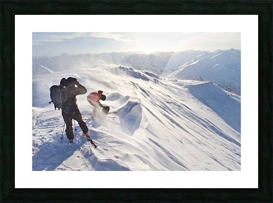 Skiers Prepare To Ski Down Peak 4940 In High Wind And Blowing Snow, Turnagain Pass, Kenai Mountains, Winter In Southcentral Alaska - Powderaddicts