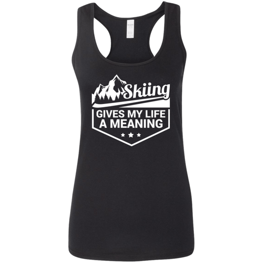 Skiing Gives My Life A Meaning Ladies Tees and Tank Tops - Powderaddicts