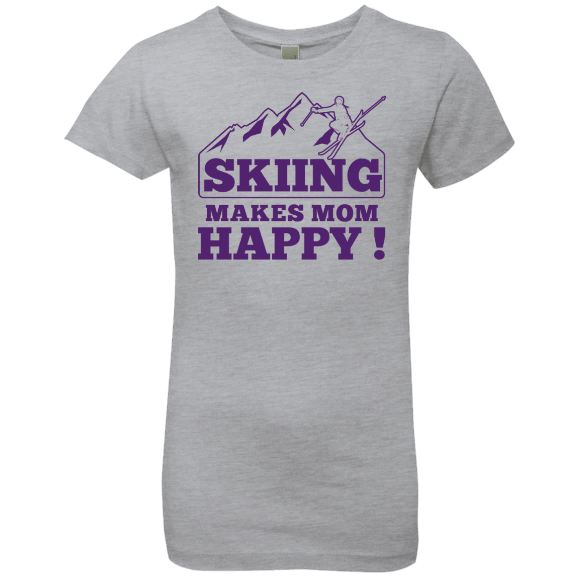 Skiing Makes Mom Happy Purple Youth Next Level Girls' Princess T-Shirt - Powderaddicts