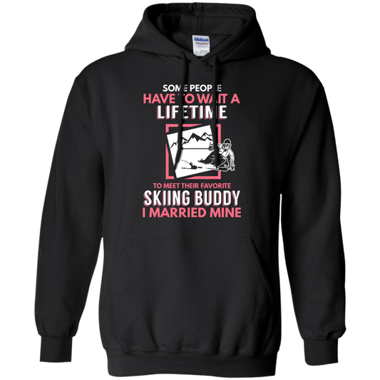 Skiing Mom Buddy - I Married Mine Hoodies - Powderaddicts