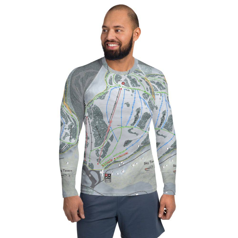 Sky Tavern, Nevada Ski Trail Map Men's Base Layer Top - Powderaddicts