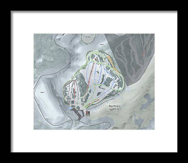 Sky Tavern Ski Trail Map - Framed Print - Powderaddicts