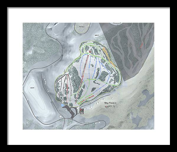 Sky Tavern Ski Trail Map - Framed Print - Powderaddicts