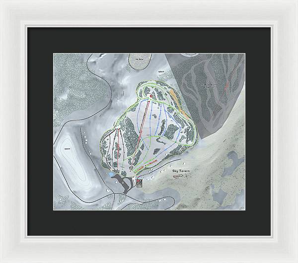 Sky Tavern Ski Trail Map - Framed Print - Powderaddicts