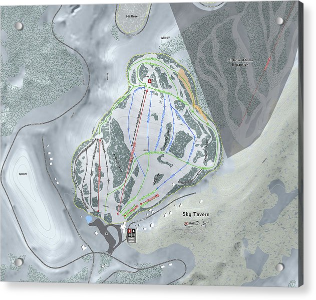 Sky Tavern Ski Trail Map - Acrylic Print - Powderaddicts