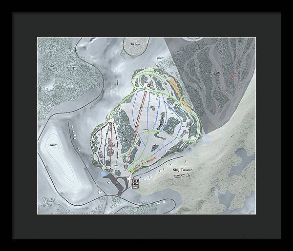 Sky Tavern Ski Trail Map - Framed Print - Powderaddicts