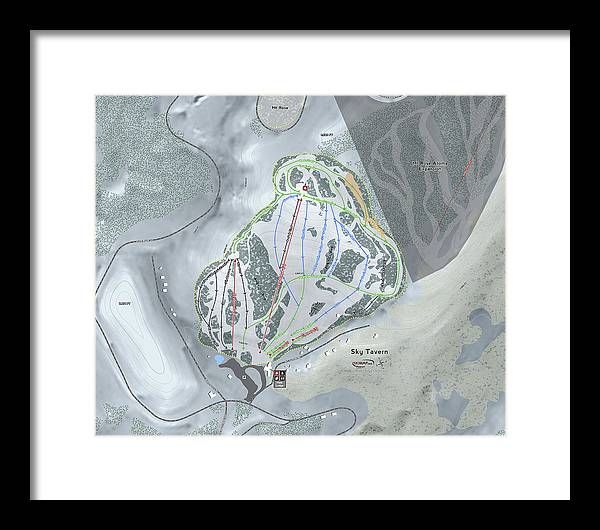 Sky Tavern Ski Trail Map - Framed Print - Powderaddicts