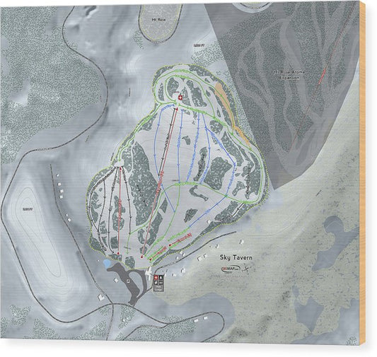 Sky Tavern Ski Trail Map - Wood Print - Powderaddicts