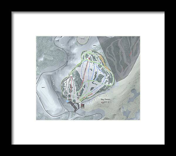 Sky Tavern Ski Trail Map - Framed Print - Powderaddicts