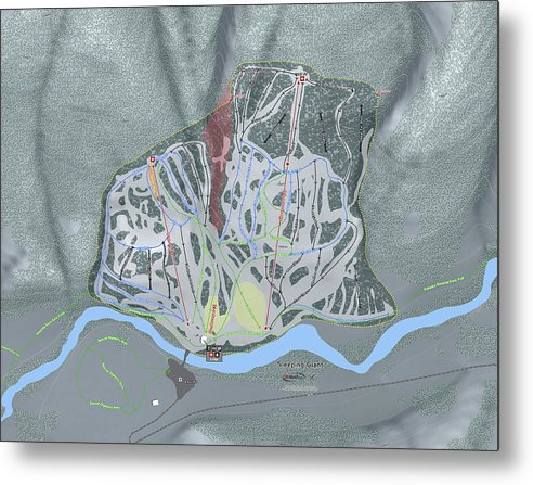 Sleeping Giant Ski Trail Map - Metal Print - Powderaddicts