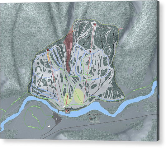 Sleeping Giant Ski Trail Map - Acrylic Print - Powderaddicts