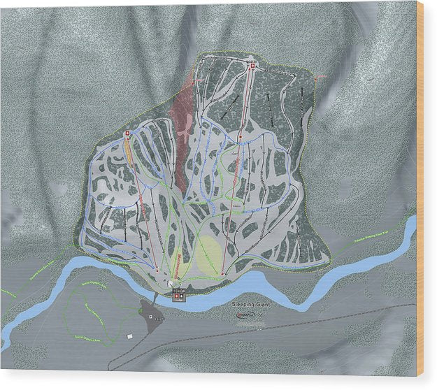 Sleeping Giant Ski Trail Map - Wood Print - Powderaddicts