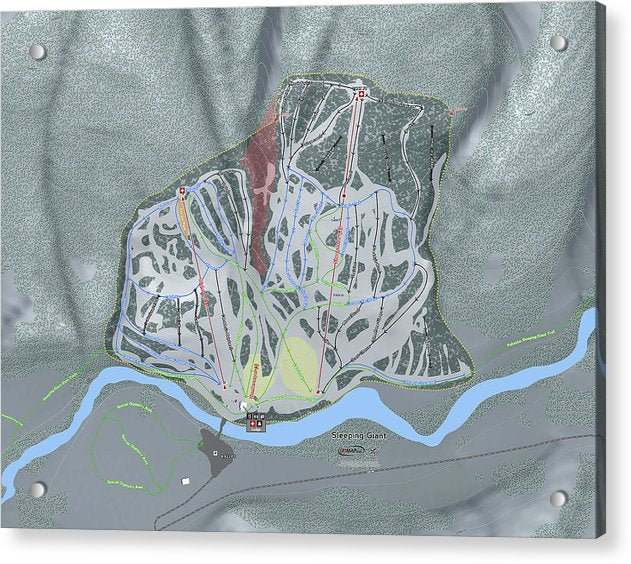 Sleeping Giant Ski Trail Map - Acrylic Print - Powderaddicts