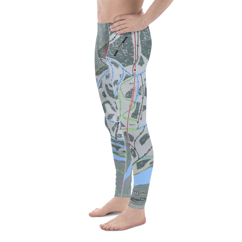 Sleeping Giant, Wyoming Ski Trail Map Men's Base Layer Bottom - Powderaddicts