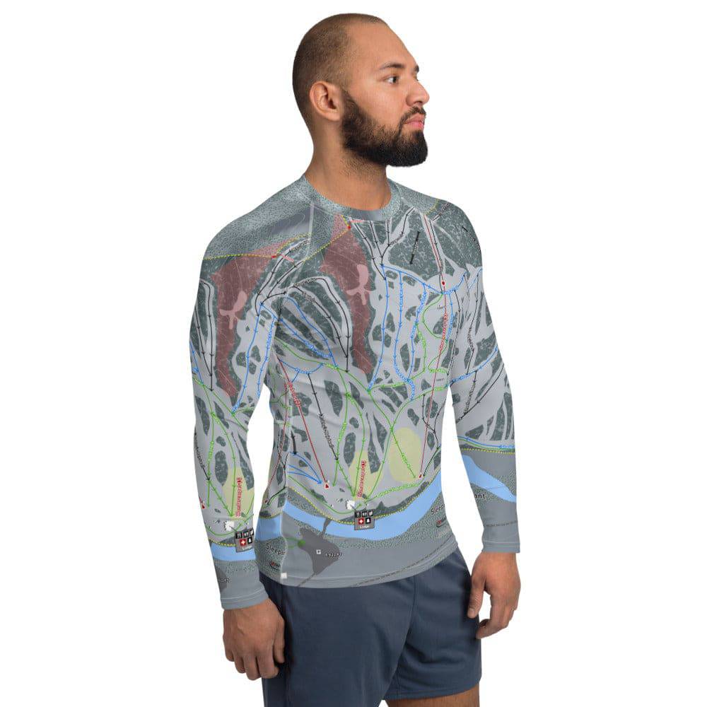 Sleeping Giant, Wyoming Ski Trail Map Men's Base Layer Top - Powderaddicts