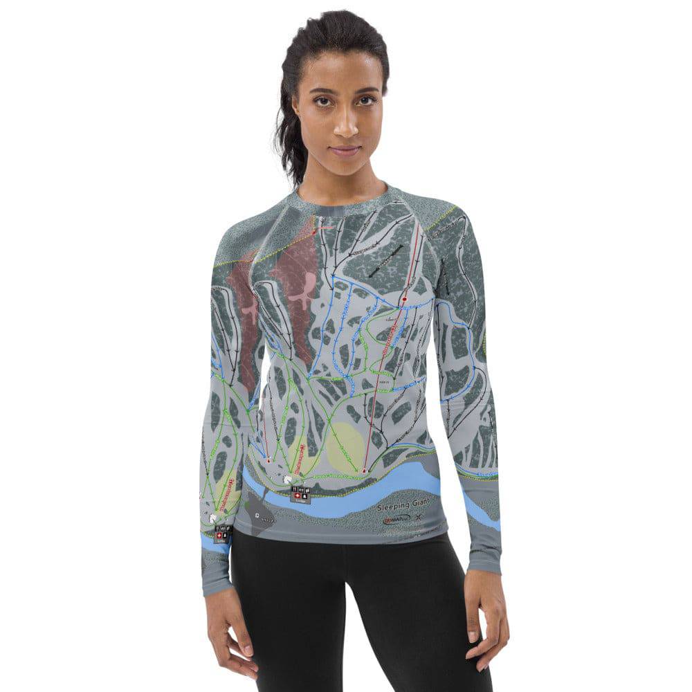 Sleeping Giant, Wyoming Ski Trail Map Women's Base Layer Top