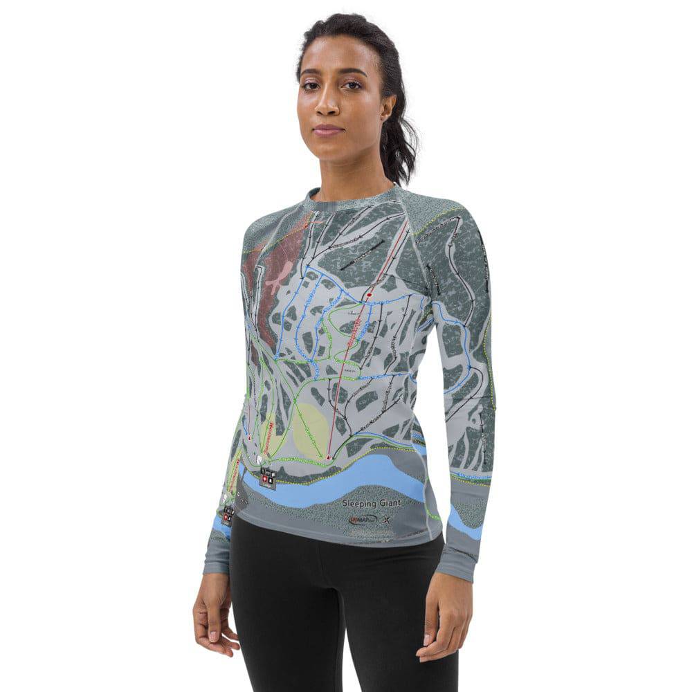 Sleeping Giant, Wyoming Ski Trail Map Women's Base Layer Top - Powderaddicts