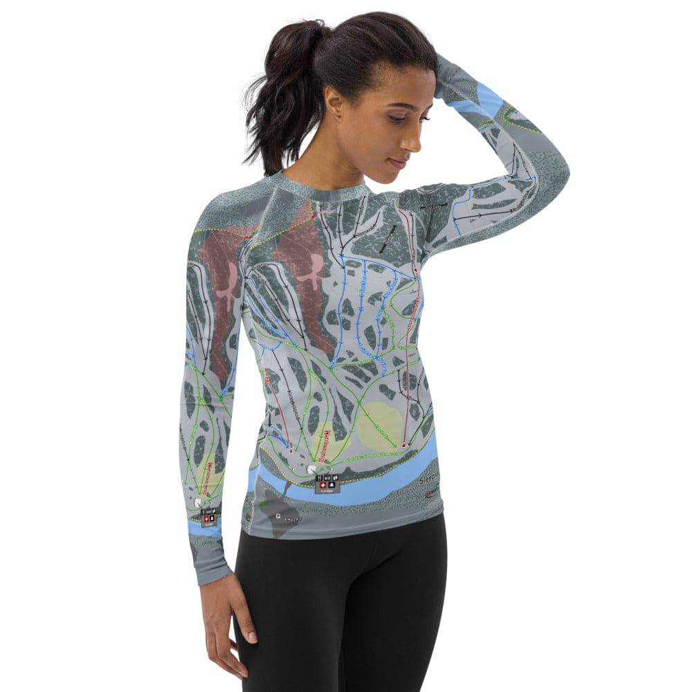 Sleeping Giant, Wyoming Ski Trail Map Women's Base Layer Top - Powderaddicts