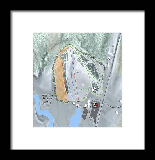Sleepy Hollow Sports Park Ski Trail Map - Framed Print - Powderaddicts