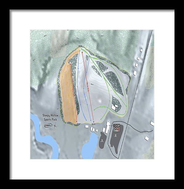 Sleepy Hollow Sports Park Ski Trail Map - Framed Print - Powderaddicts
