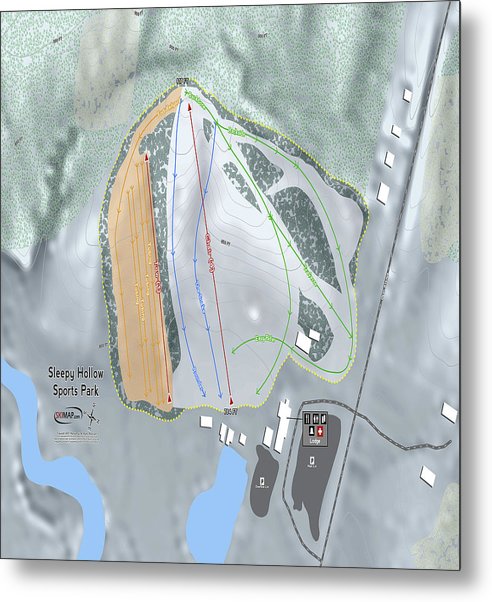 Sleepy Hollow Sports Park Ski Trail Map - Metal Print - Powderaddicts
