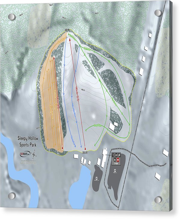 Sleepy Hollow Sports Park Ski Trail Map - Acrylic Print - Powderaddicts