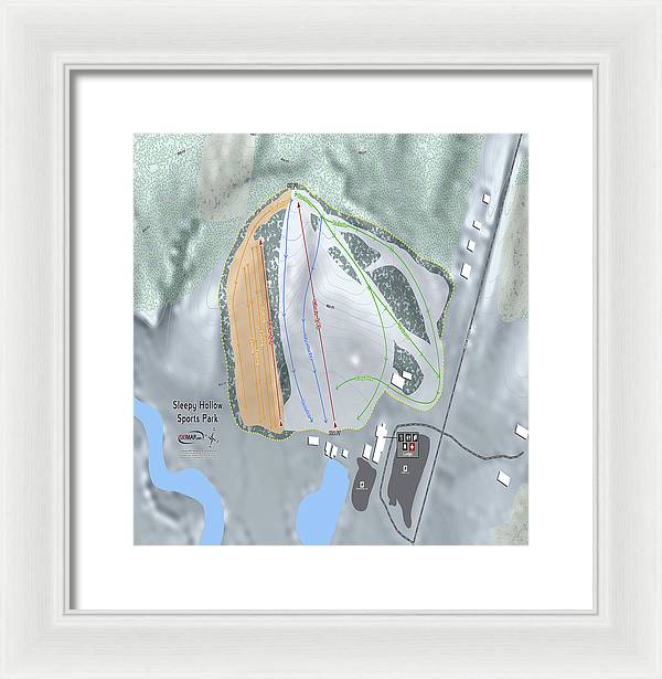 Sleepy Hollow Sports Park Ski Trail Map - Framed Print - Powderaddicts
