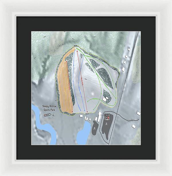 Sleepy Hollow Sports Park Ski Trail Map - Framed Print - Powderaddicts