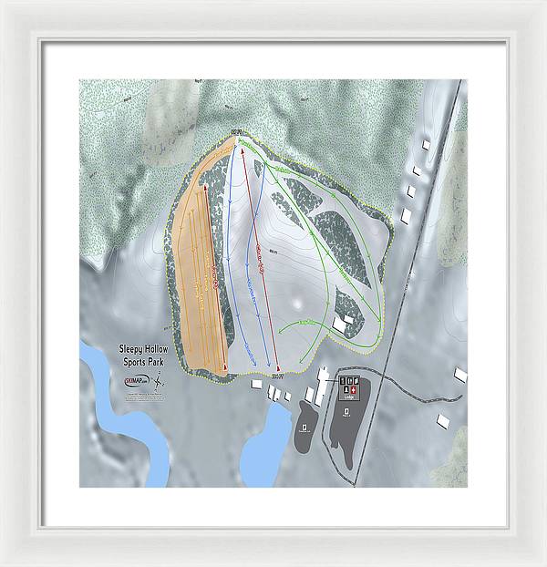 Sleepy Hollow Sports Park Ski Trail Map - Framed Print - Powderaddicts