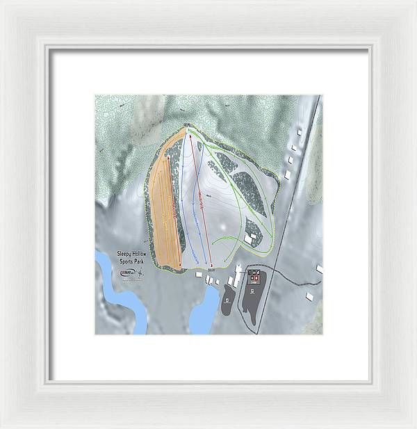 Sleepy Hollow Sports Park Ski Trail Map - Framed Print - Powderaddicts