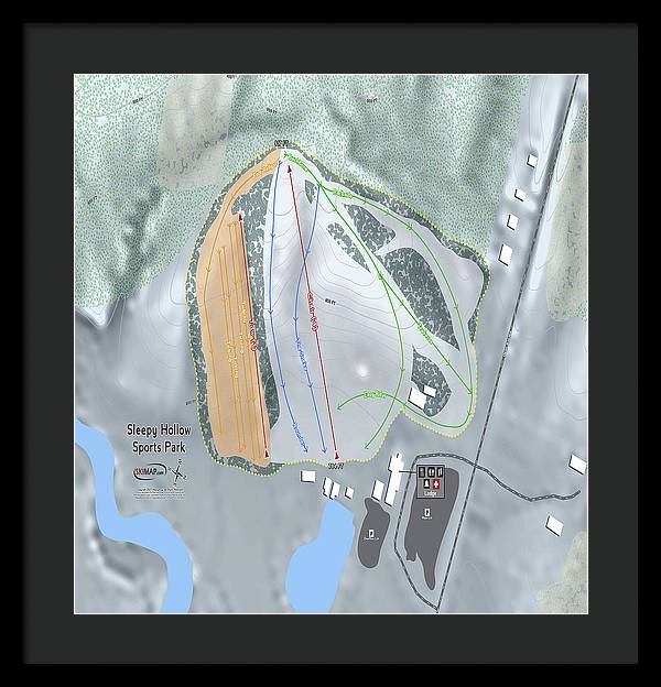 Sleepy Hollow Sports Park Ski Trail Map - Framed Print - Powderaddicts