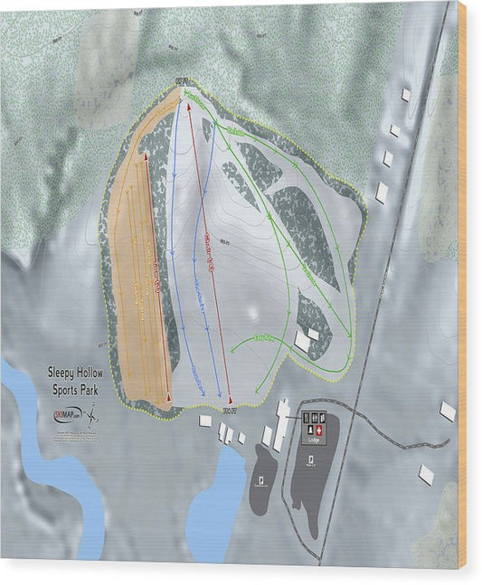 Sleepy Hollow Sports Park Ski Trail Map - Wood Print - Powderaddicts