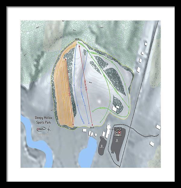 Sleepy Hollow Sports Park Ski Trail Map - Framed Print - Powderaddicts