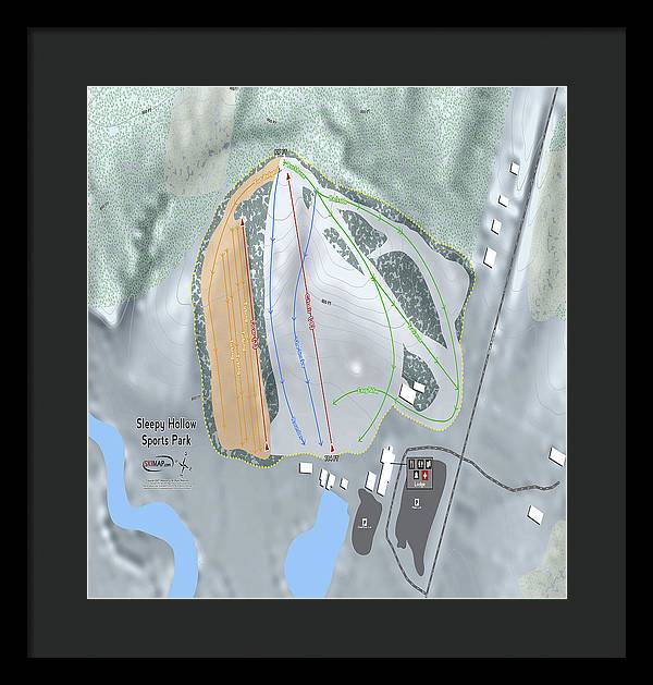 Sleepy Hollow Sports Park Ski Trail Map - Framed Print - Powderaddicts