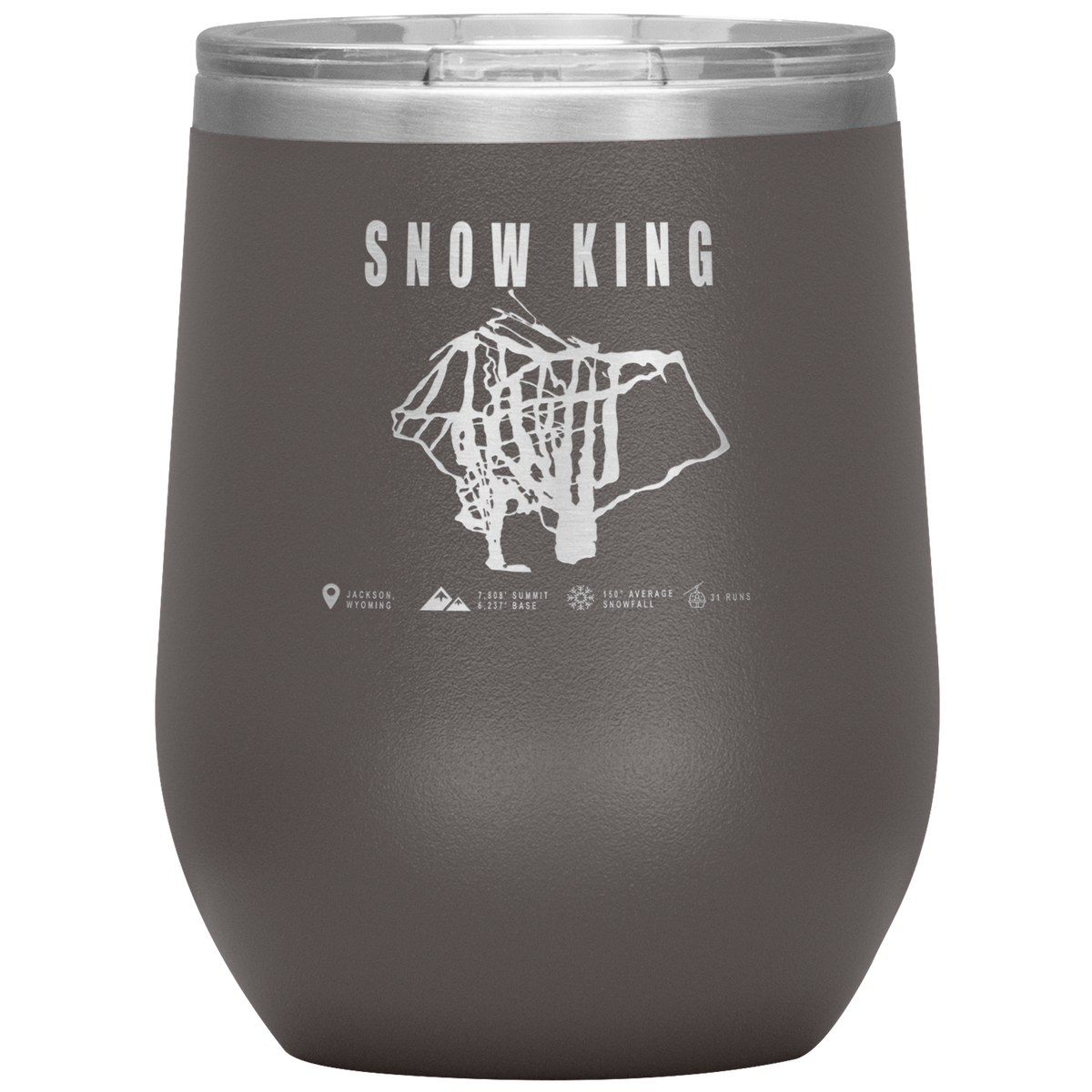 Snow King Wyoming Ski Trail Map Wine 12oz Tumbler - Powderaddicts