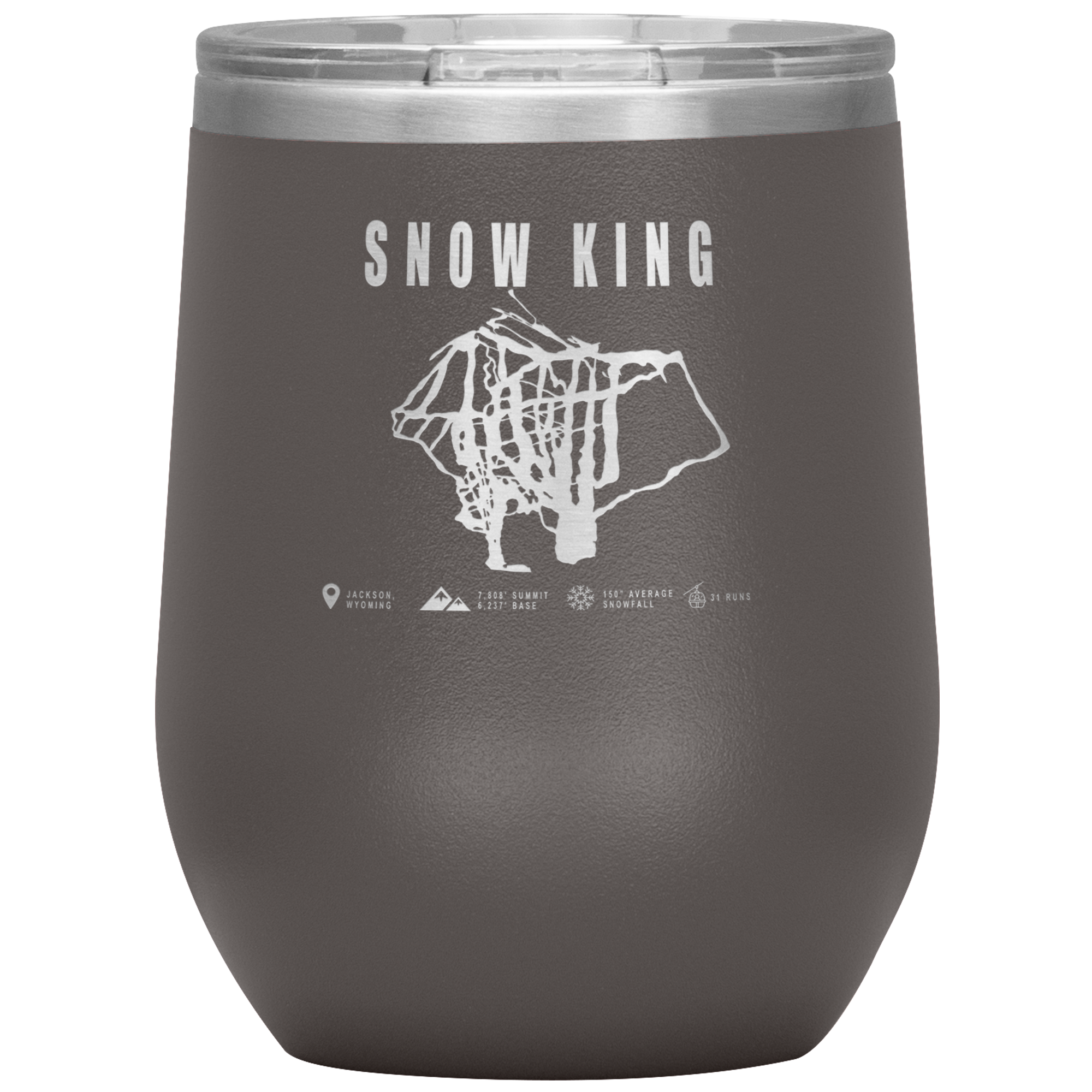 Snow King Wyoming Ski Trail Map Wine 12oz Tumbler - Powderaddicts