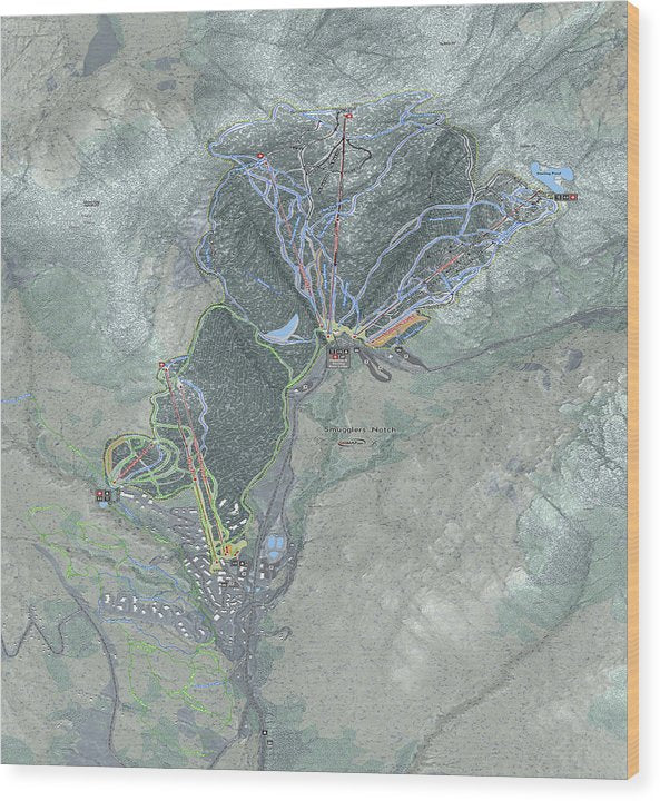 Smugglers Notch Ski Trail Map - Wood Print - Powderaddicts