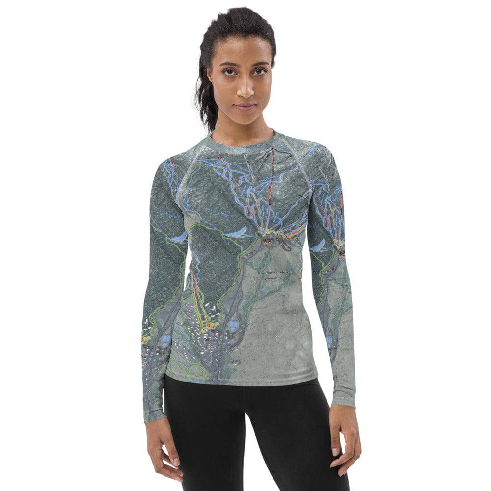 Smugglers Notch, Vermont Ski Trail Map Women's Base Layer Top - Powderaddicts