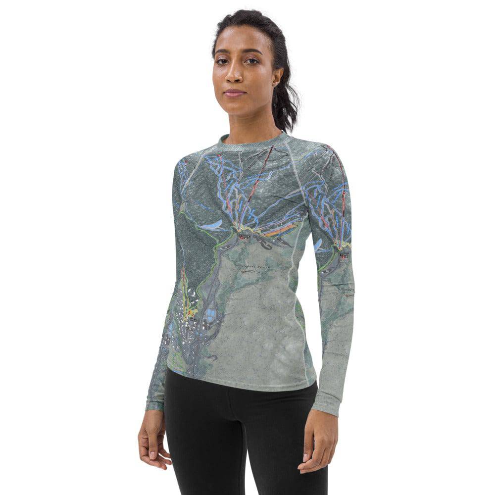 Smugglers Notch, Vermont Ski Trail Map Women's Base Layer Top - Powderaddicts