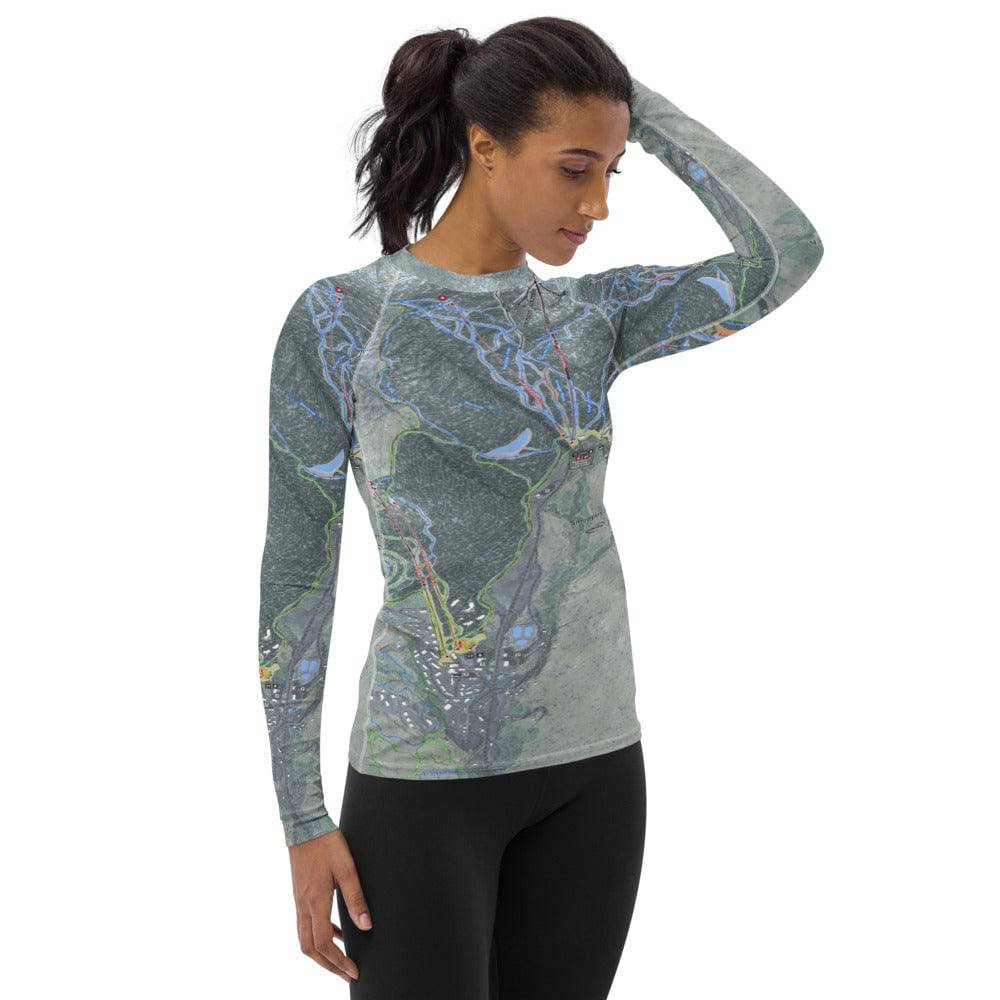 Smugglers Notch, Vermont Ski Trail Map Women's Base Layer Top - Powderaddicts