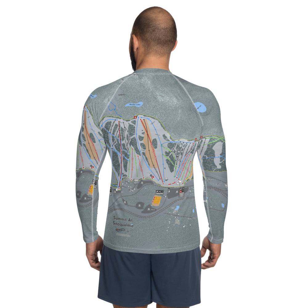 Snoqualmie, Washington Ski Trail Map Men's Base Layer Top - Powderaddicts