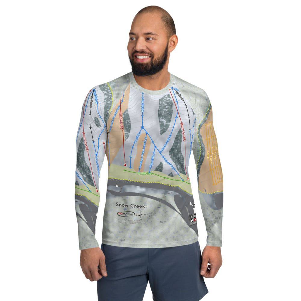 Snow Creek, Missouri Ski Trail Map Men's Base Layer Top