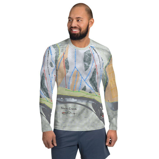 Snow Creek, Missouri Ski Trail Map Men's Base Layer Top - Powderaddicts