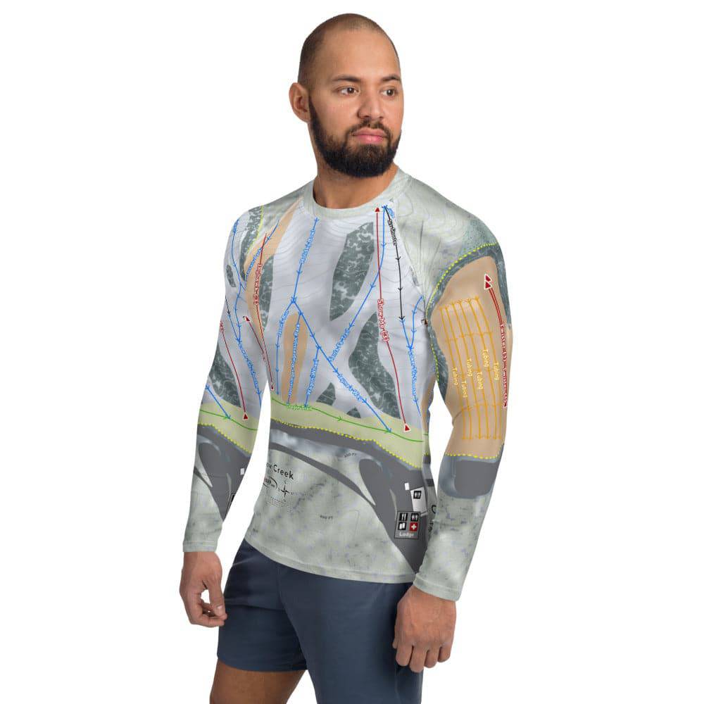 Snow Creek, Missouri Ski Trail Map Men's Base Layer Top - Powderaddicts